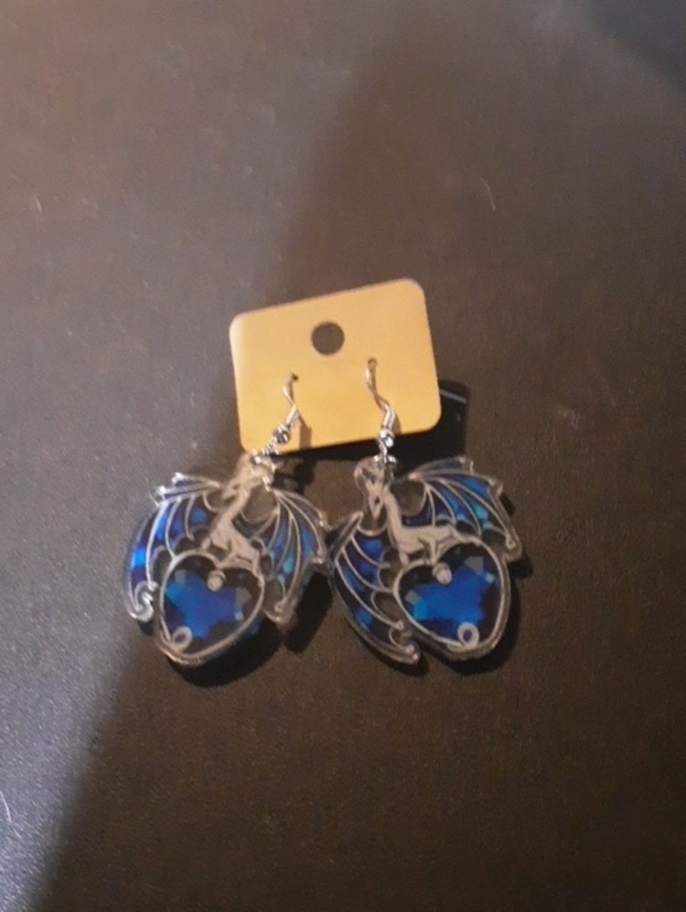 Blue Dragon Heart Dangle Earrings - Women Jewelry